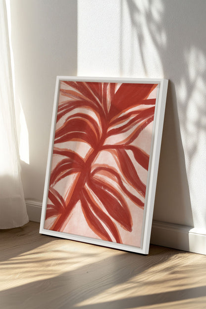 OLEKA CANVAS - BOTANIC FLAME, Oeuvre sur toile étirée, encadré Blanc