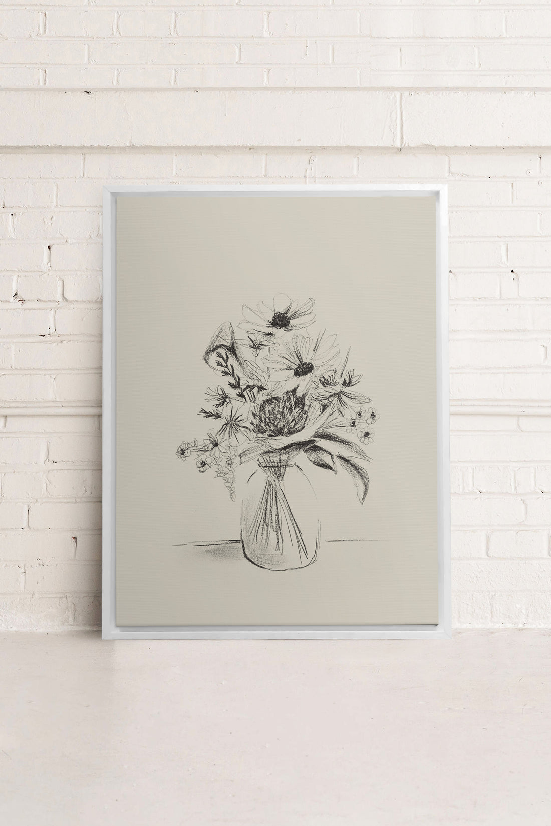 OLEKA CANVAS - SPRING BOUQUET, Oeuvre sur toile étirée, encadré Blanc