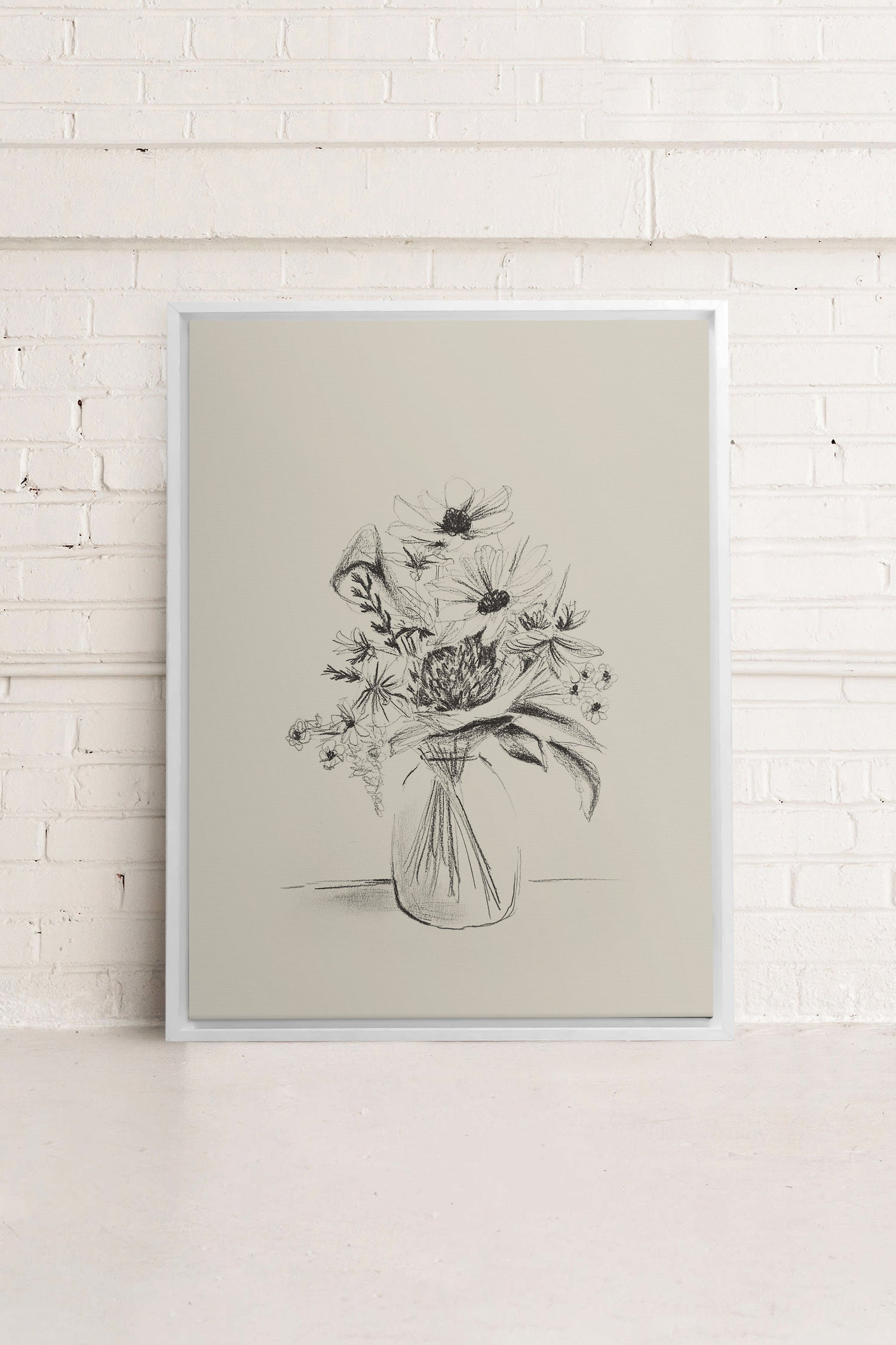 OLEKA CANVAS - SPRING BOUQUET, Oeuvre sur toile étirée, encadré Blanc