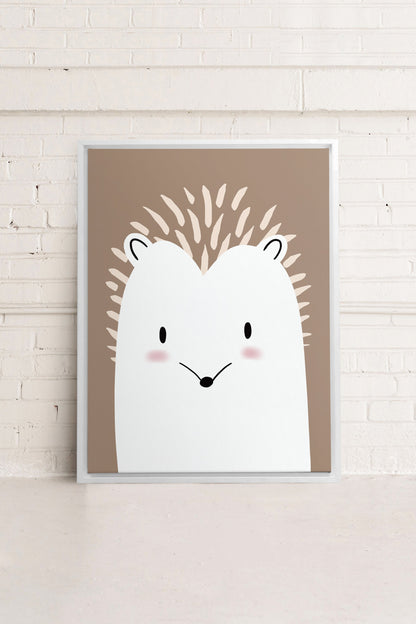 OLEKA CANVAS - HÉRISSON, Oeuvre sur toile étirée, encadré Blanc