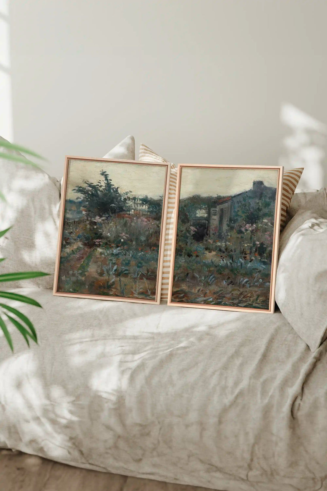 TIMELESS GARDEN DUO, 2 Works on stretched canvas, framed Naturel Clair