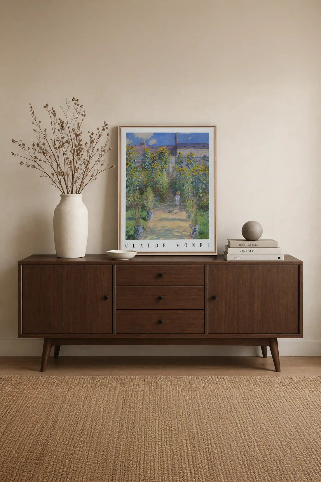 GARDEN LIGHT, Work on stretched canvas, framed Naturel Clair