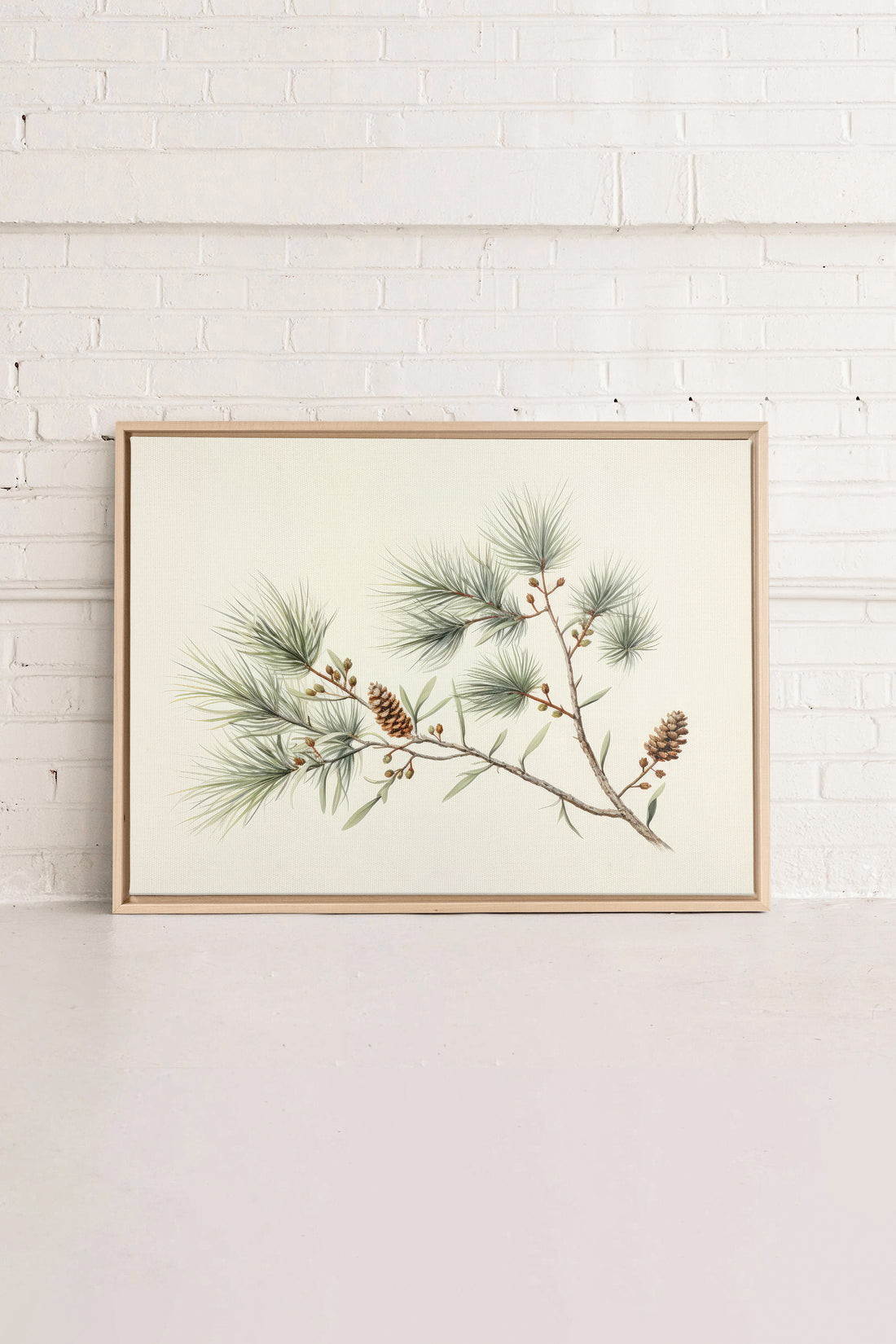 Conifer Branch, Oeuvre sur toile étirée, encadré Naturel Clair