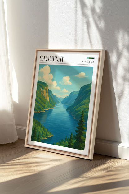 OLEKA CANVAS - SAGUENAY, Oeuvre sur toile étirée, encadré Naturel Clair