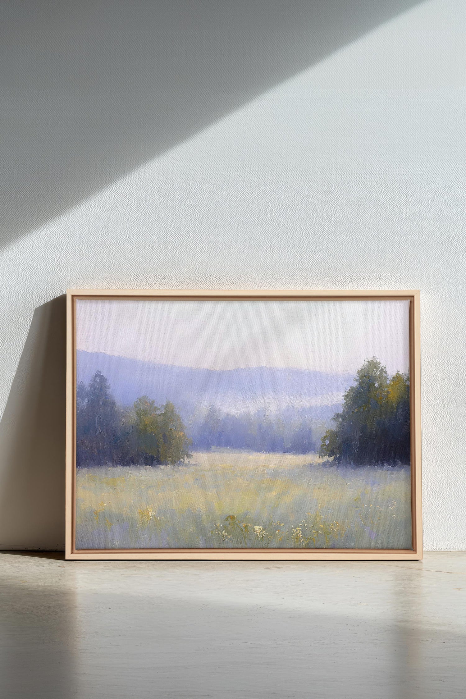 OLEKA CANVAS - ÉVEIL CHAMPÊTRE, Oeuvre sur toile étirée, encadré Naturel Clair