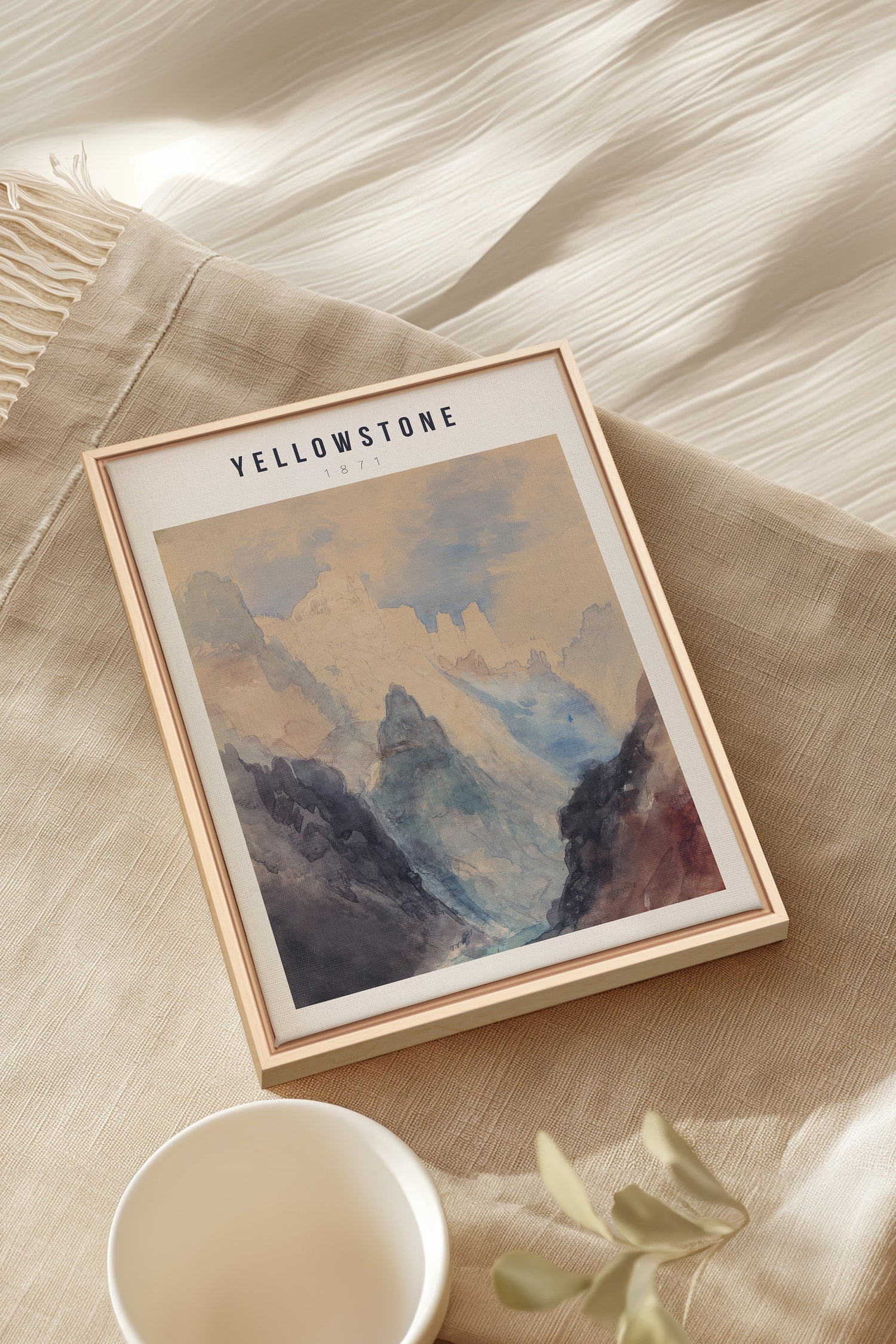 YELLOWSTONE, Artwork on stretched canvas, framed Natural Light