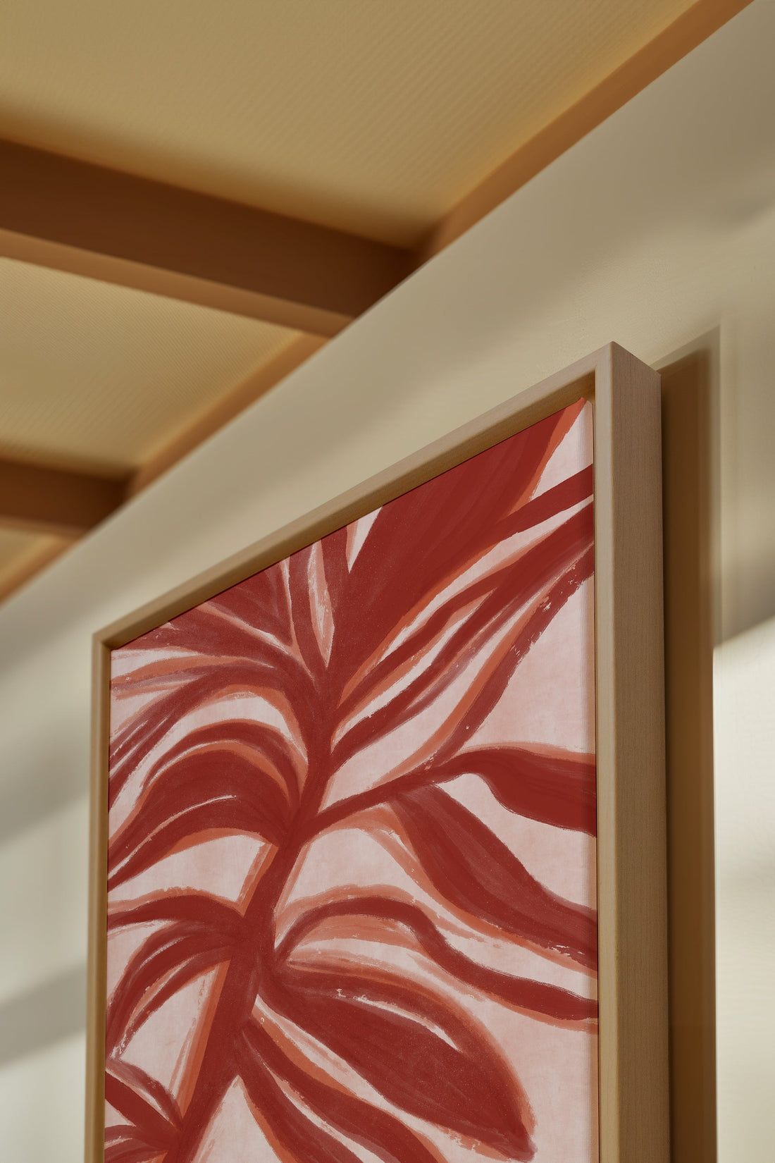 OLEKA CANVAS - BOTANIC FLAME, Oeuvre sur toile étirée, encadré Naturel Clair