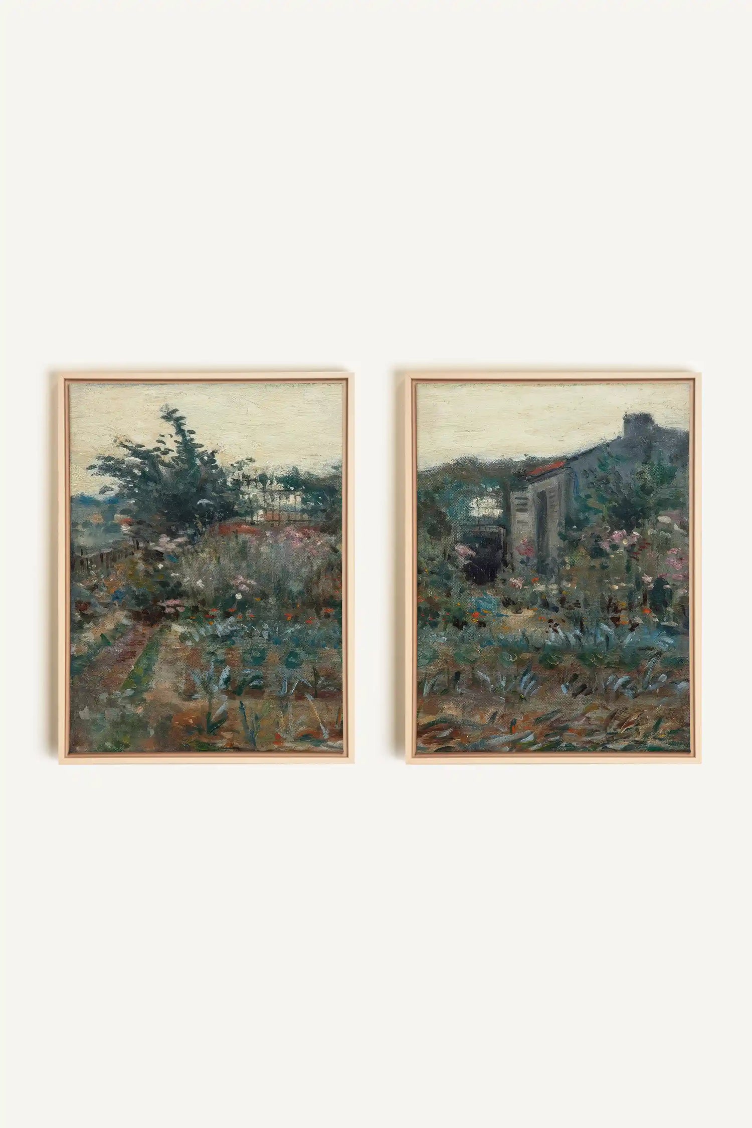 TIMELESS GARDEN DUO, 2 Oeuvres sur toile étirée, encadré Naturel Clair