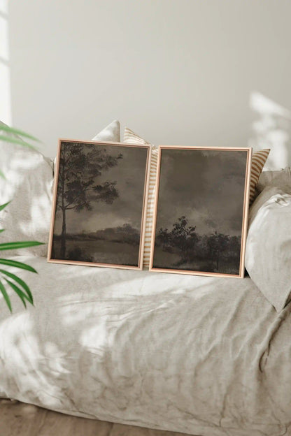 ASHEN GROVE DUO, 2 Oeuvres sur toile étirée, encadré Naturel Clair