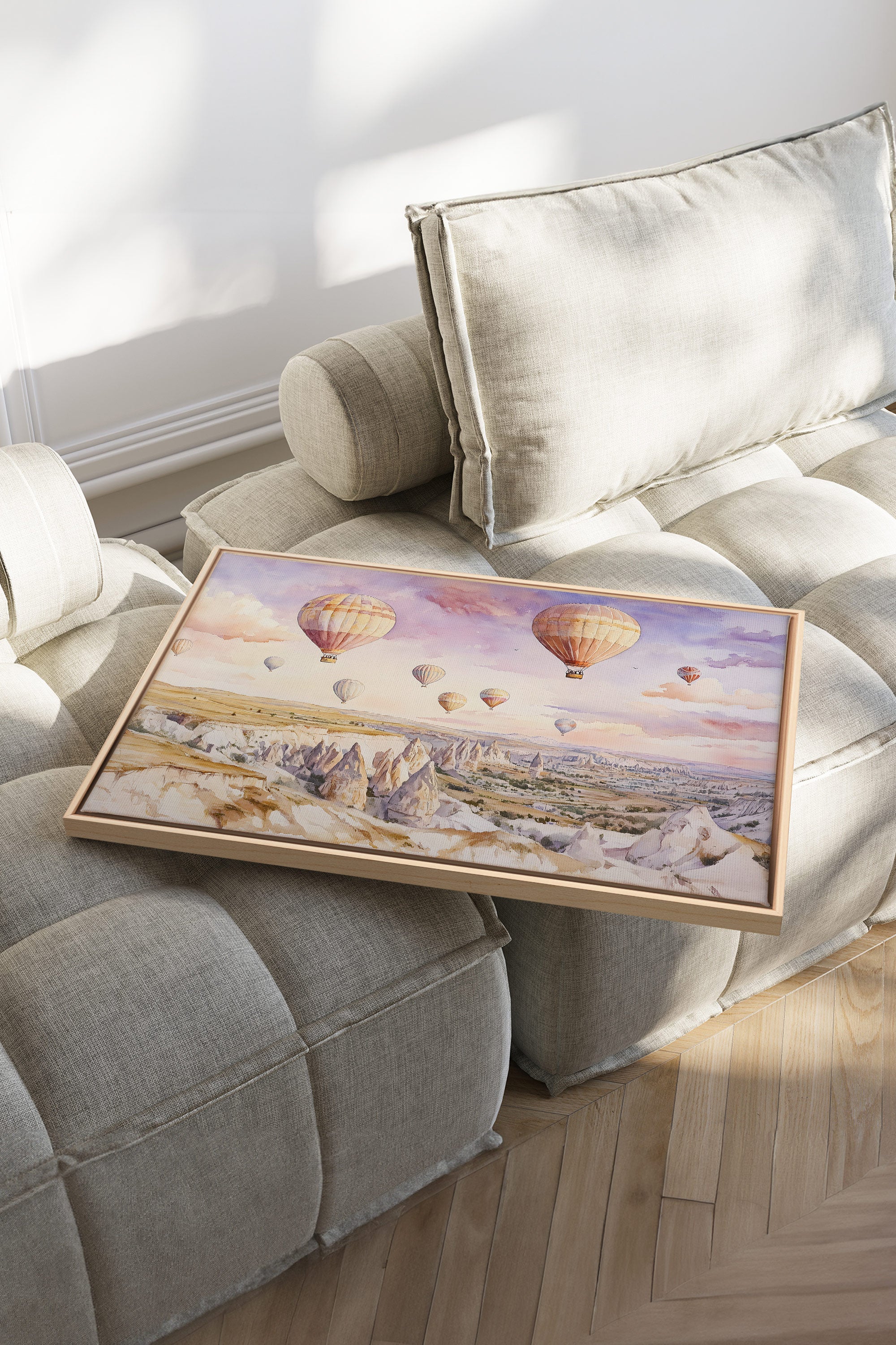 OLEKA CANVAS - VOYAGE CÉLESTE, Oeuvre sur toile étirée, encadré Naturel Clair