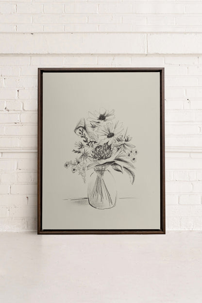 OLEKA CANVAS - SPRING BOUQUET, Oeuvre sur toile étirée, encadré Brun Noyer