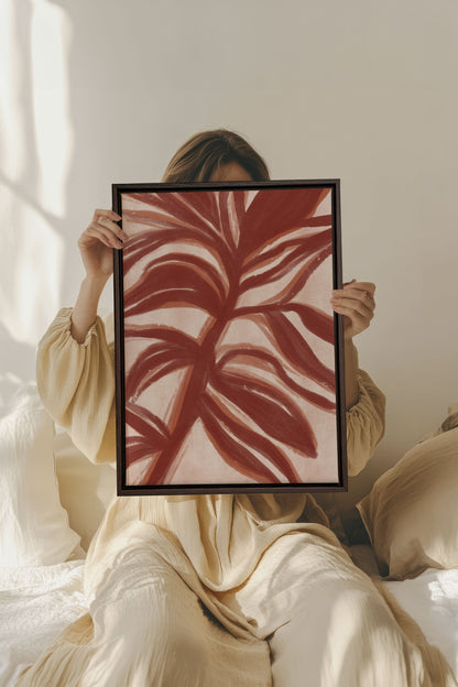 OLEKA CANVAS - BOTANIC FLAME, Oeuvre sur toile étirée, encadré Brun Noyer