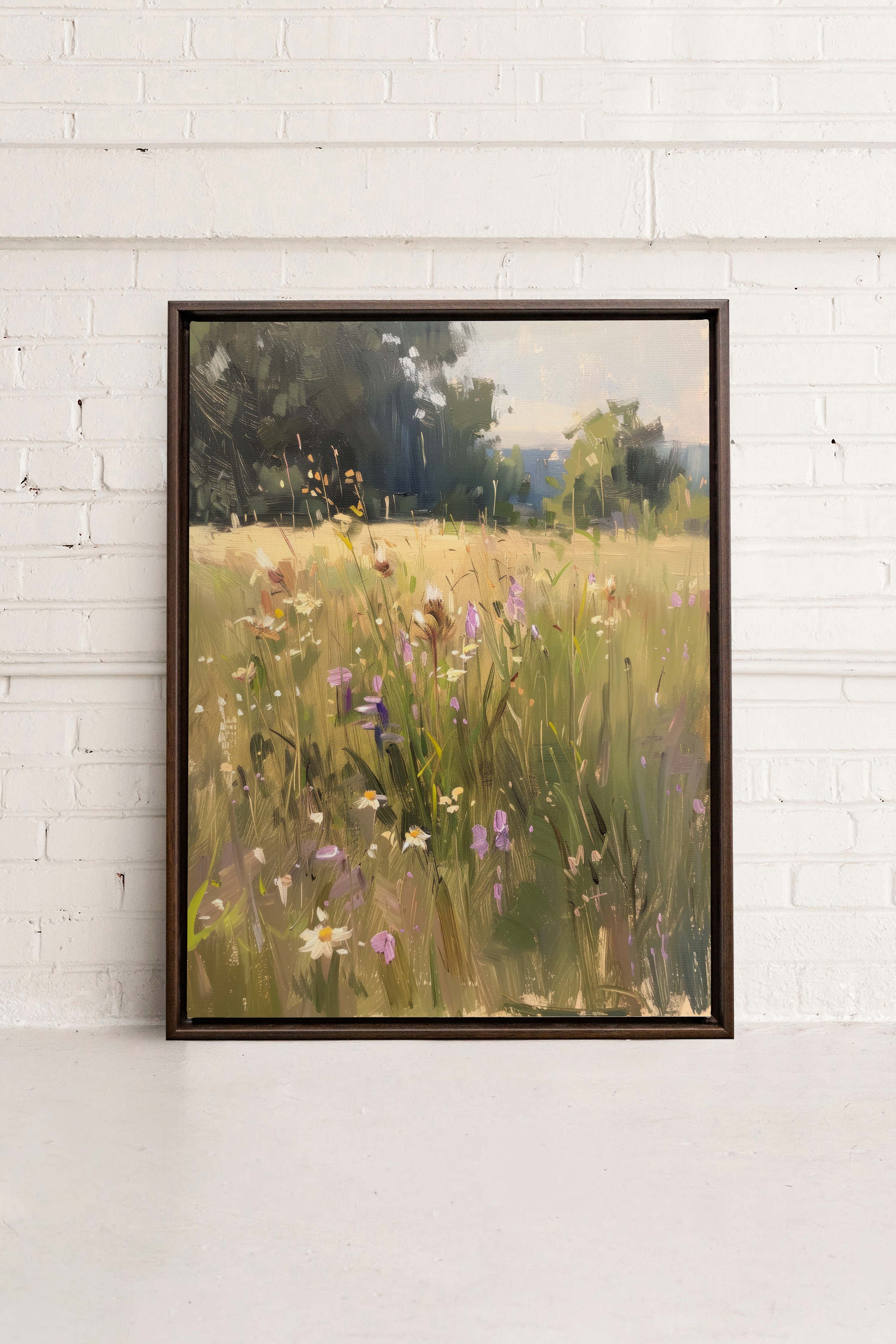 OLEKA CANVAS - FIELDS OF HARMONY, Oeuvre sur toile étirée, encadré Brun Noyer