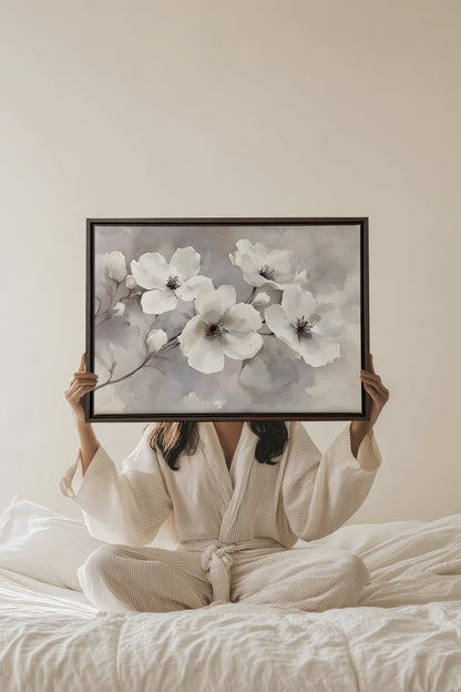 OLEKA CANVAS - CLOUDED Groom, Oeuvre sur toile étirée, encadré Brun Noyer