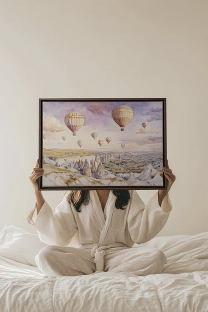 OLEKA CANVAS - VOYAGE CÉLESTE, Oeuvre sur toile étirée, encadré Brun Noyer