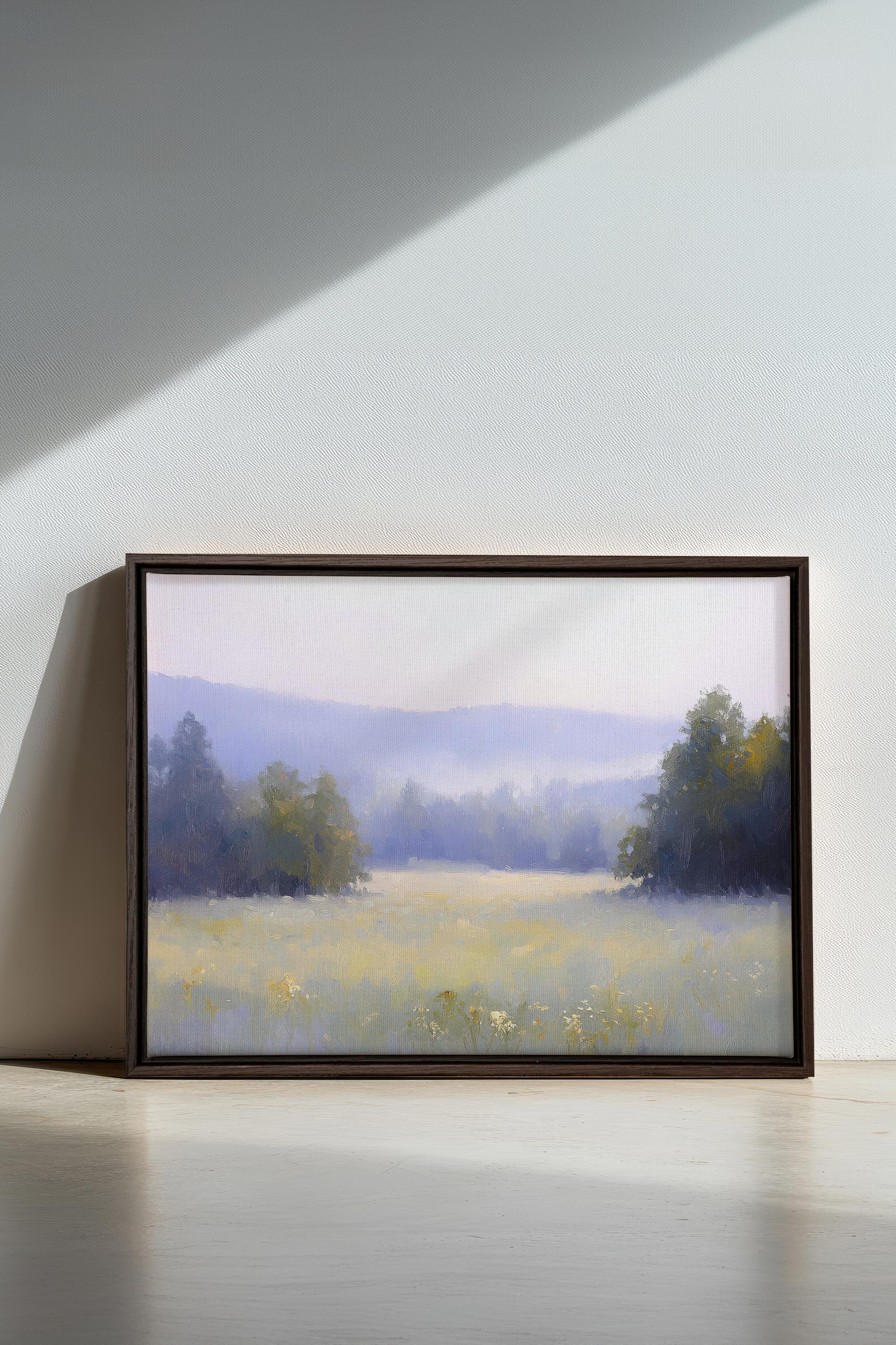 OLEKA CANVAS - ÉVEIL CHAMPÊTRE, Oeuvre sur toile étirée, encadré Brun Noyer