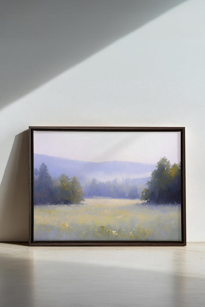 OLEKA CANVAS - ÉVEIL CHAMPÊTRE, Oeuvre sur toile étirée, encadré Brun Noyer