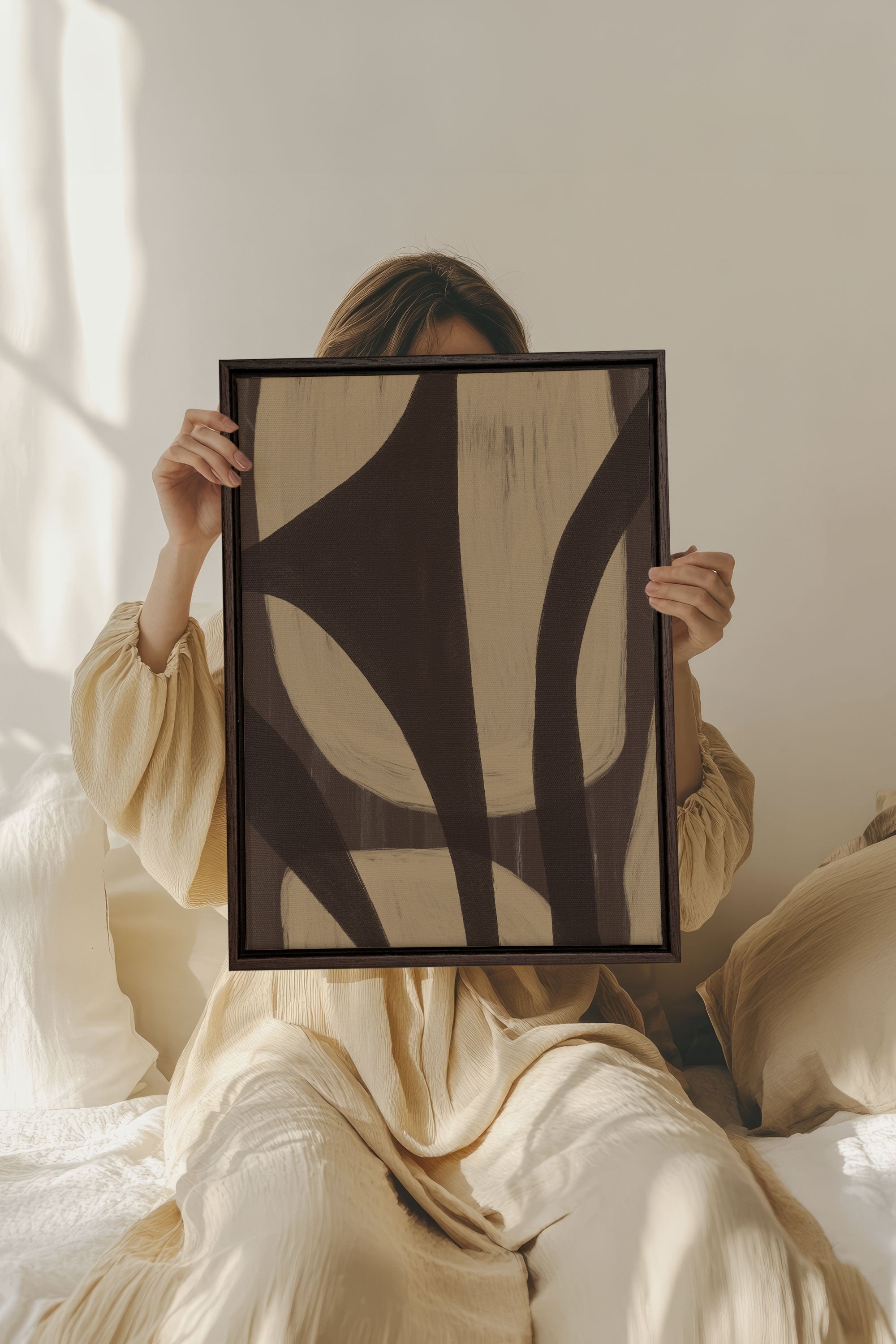 OLEKA CANVAS - SOFT PATHWAYS, Oeuvre sur toile étirée, encadré Brun Noyer