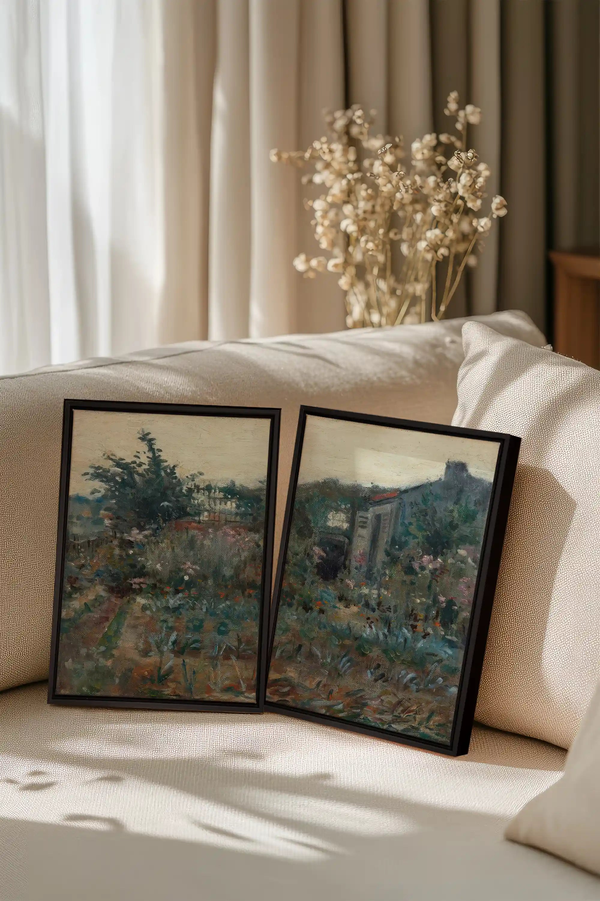 TIMELESS GARDEN DUO, 2 Oeuvres sur toile étirée, encadré Noir