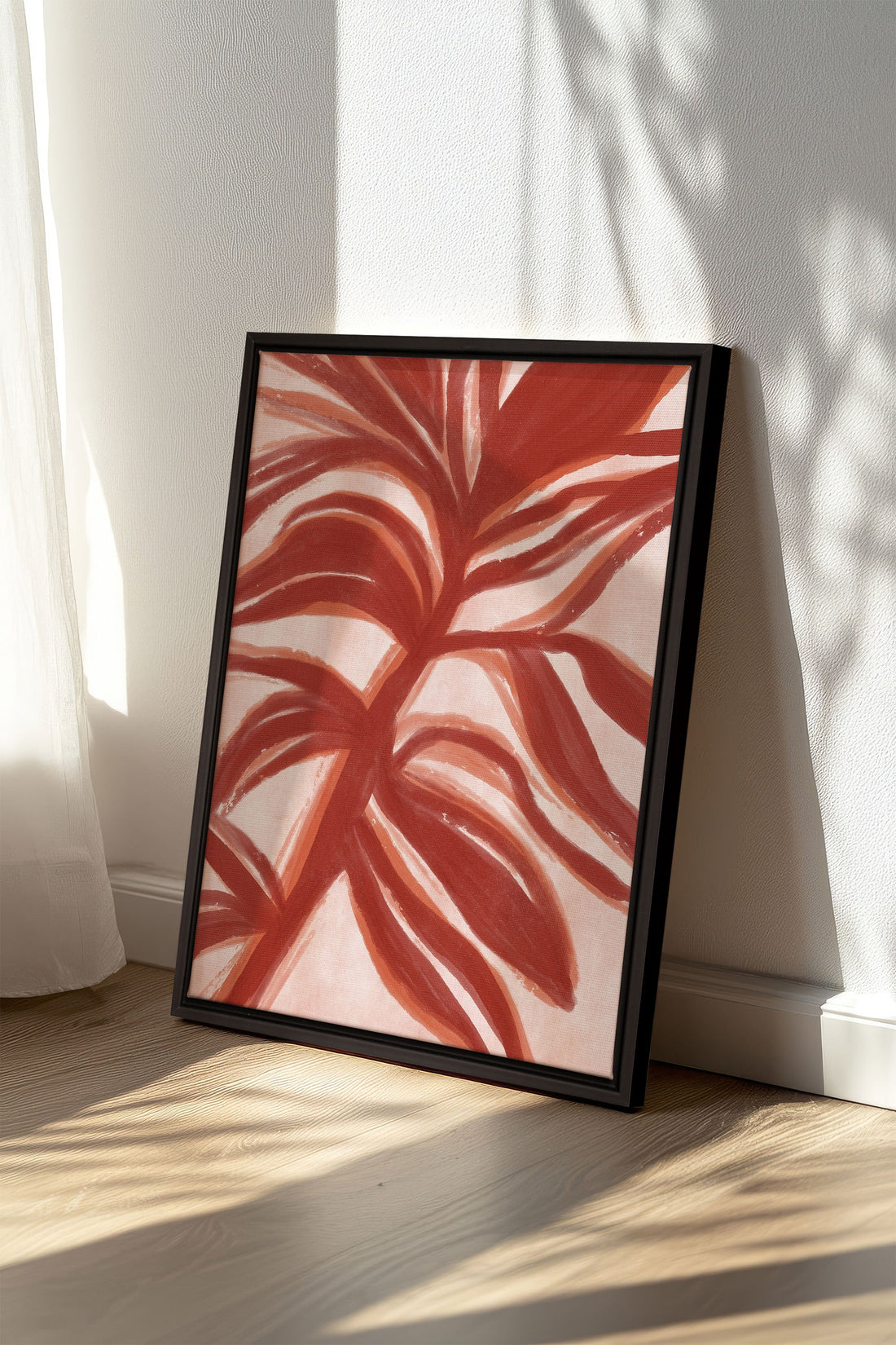 OLEKA CANVAS - BOTANIC FLAME, Oeuvre sur toile étirée, encadré Noir