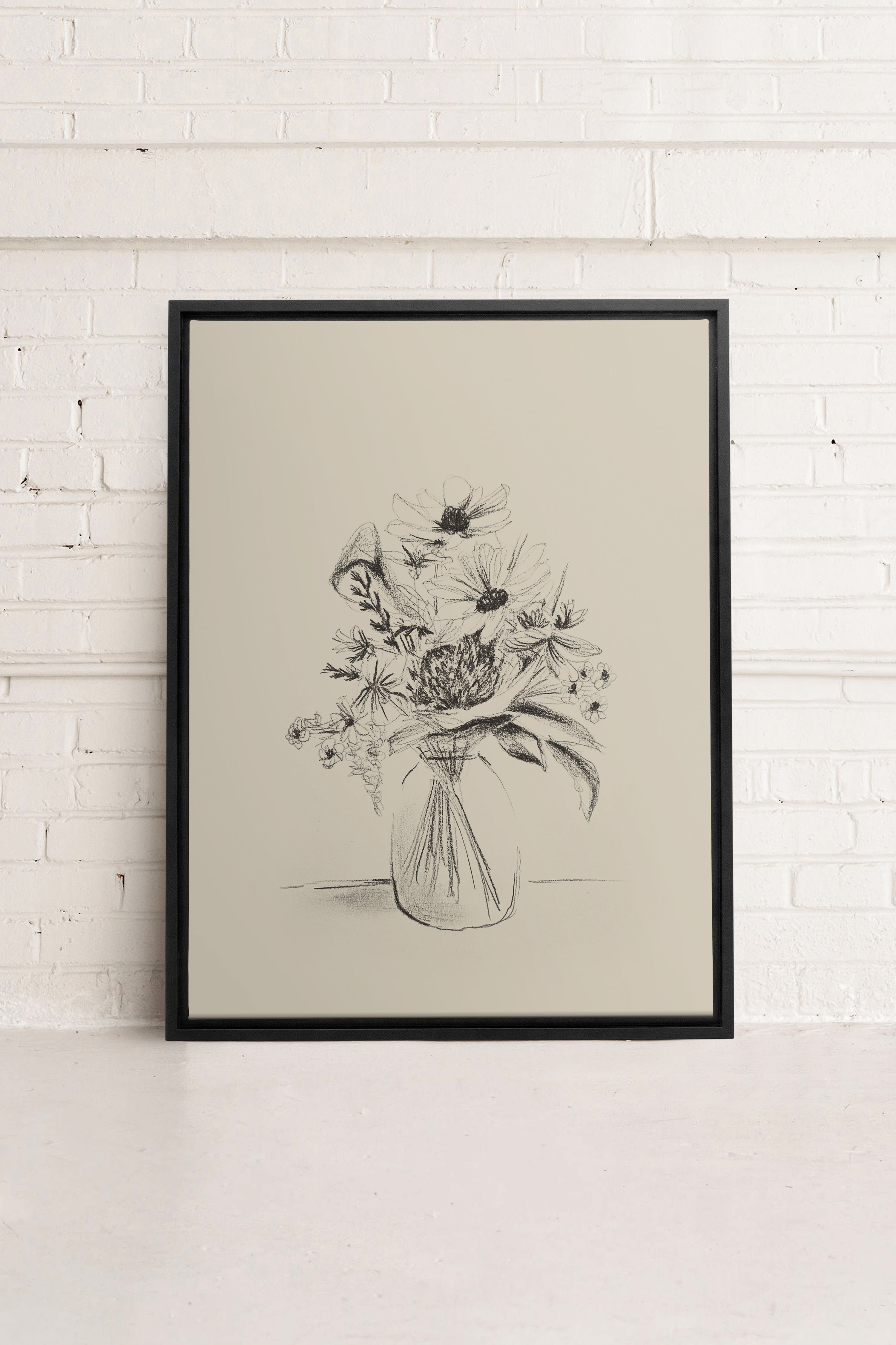 OLEKA CANVAS - SPRING BOUQUET, Oeuvre sur toile étirée, encadré Noir