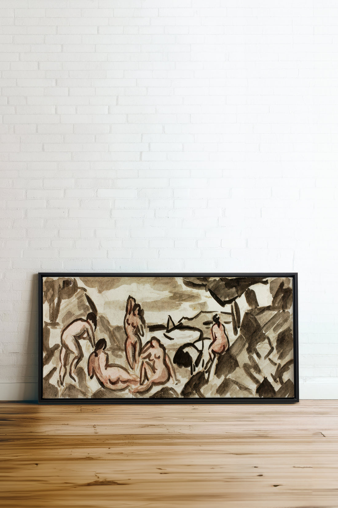 TERRE HUMAINE, Oeuvre sur toile étirée, encadré Noir