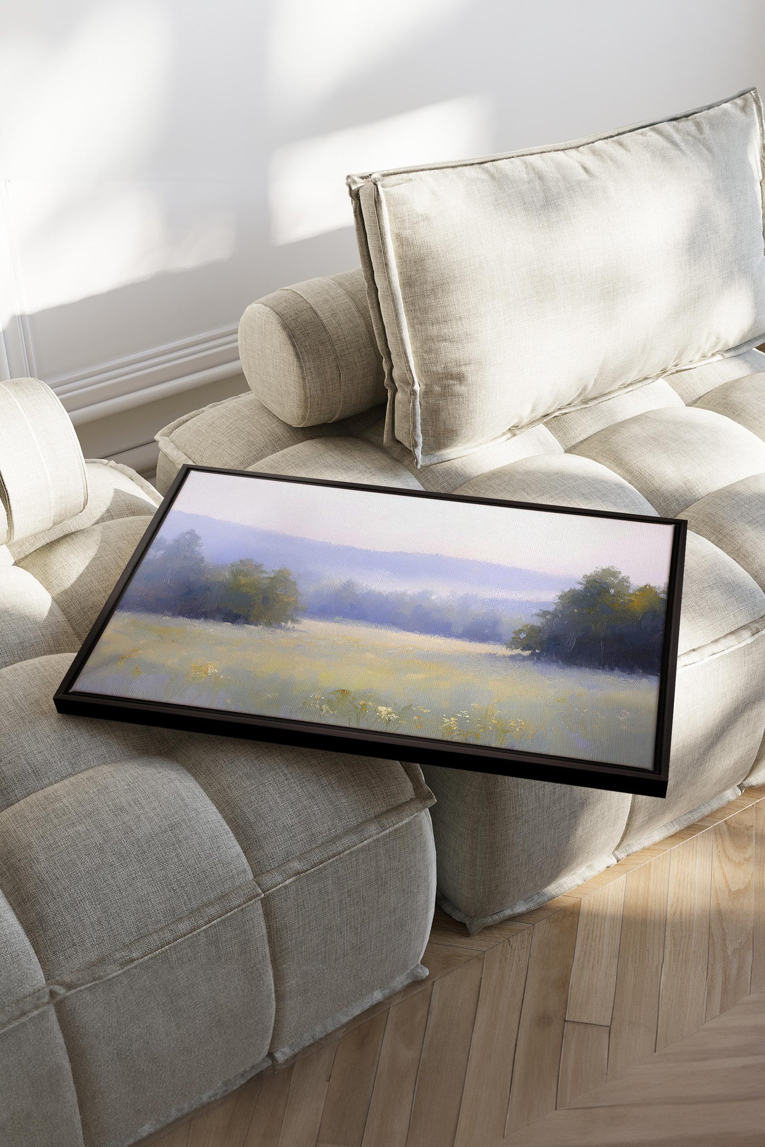 OLEKA CANVAS - ÉVEIL CHAMPÊTRE, Oeuvre sur toile étirée, encadré Noir