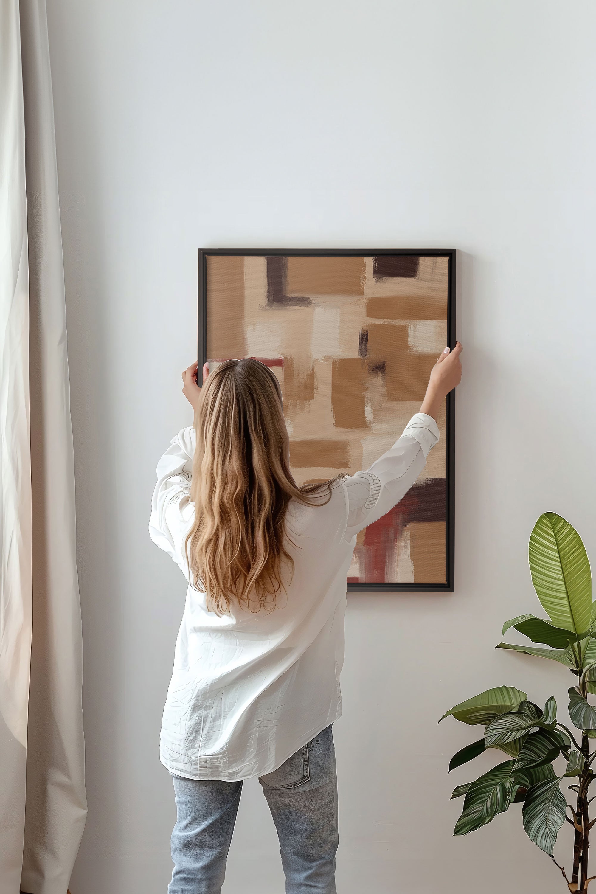 OLEKA CANVAS - TRAITS, Oeuvre sur toile étirée, encadré Noir