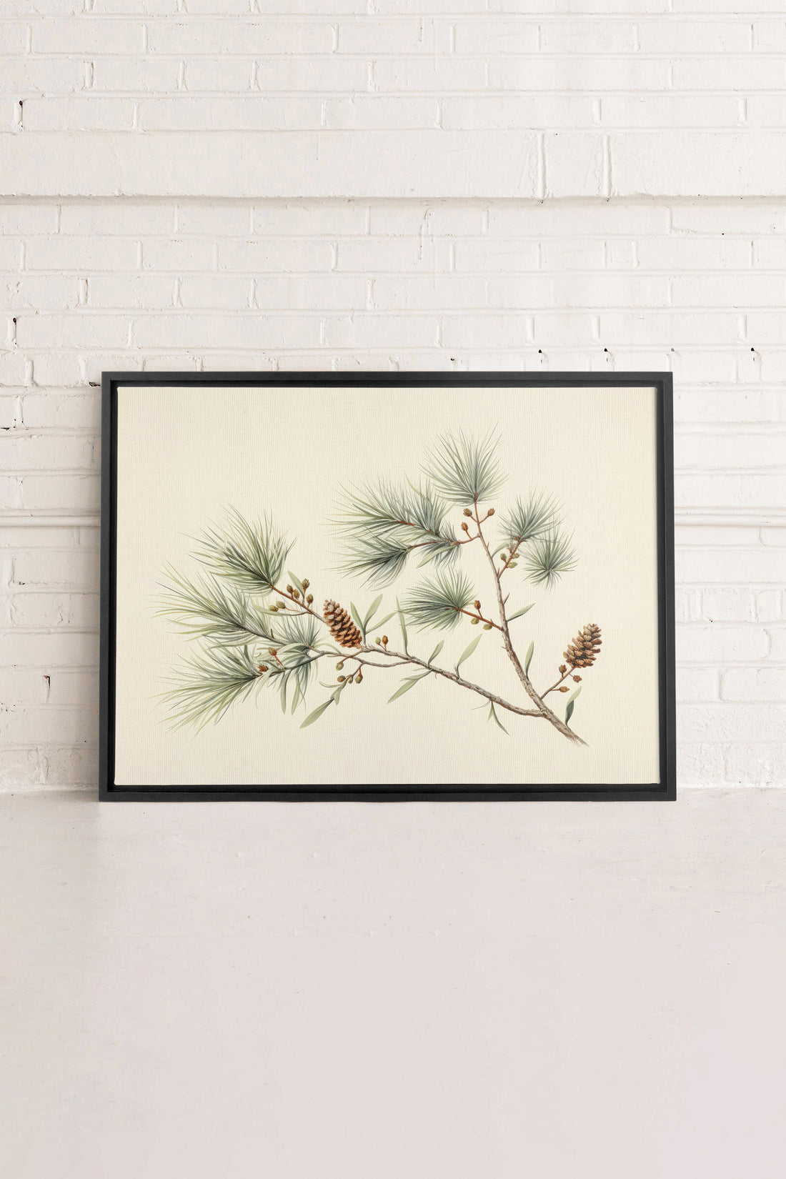 OLEKA CANVAS - Conifer Branch, Oeuvre sur toile étirée, encadré Noir