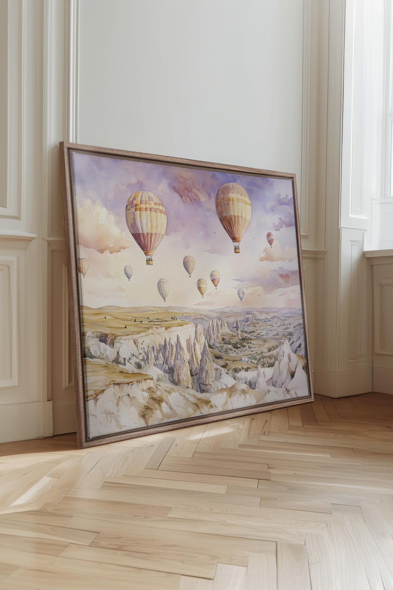 OLEKA CANVAS - VOYAGE CÉLESTE, Oeuvre sur toile étirée, encadré Brun Chêne