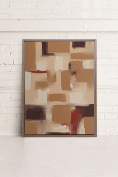 OLEKA CANVAS - TRAITS, Oeuvre sur toile étirée, encadré Brun Chêne