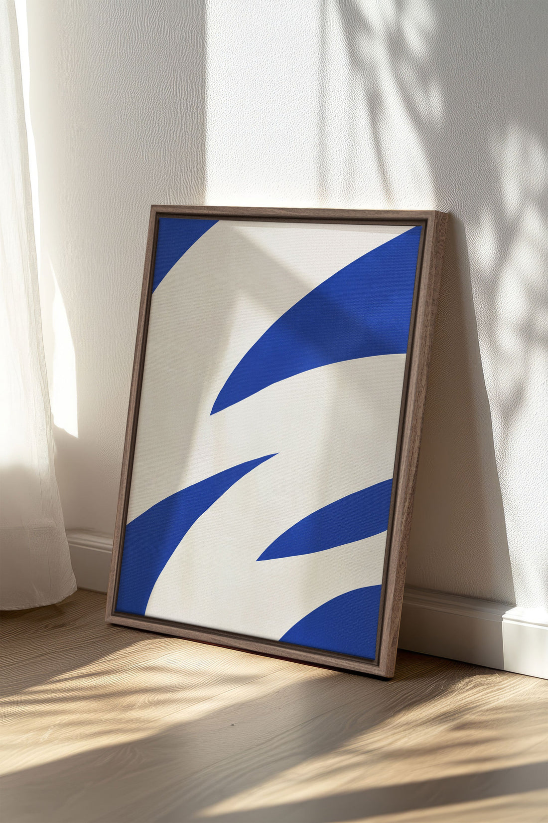 OLEKA CANVAS - COBALT FLOW, Oeuvre sur toile étirée, encadré Brun Chêne