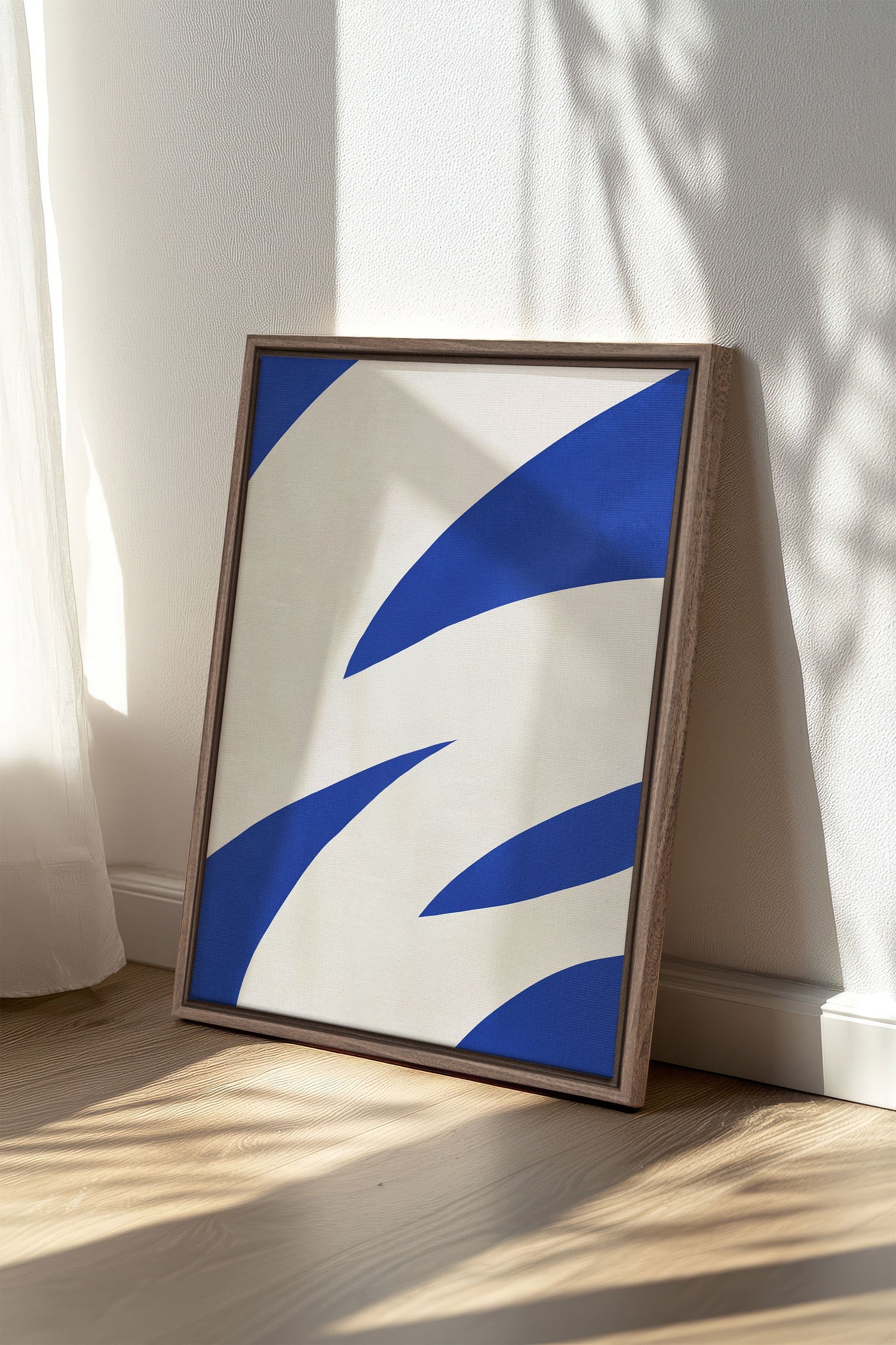 OLEKA CANVAS - COBALT FLOW, Oeuvre sur toile étirée, encadré Brun Chêne