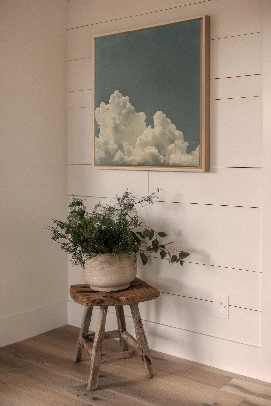 NOSTALGIC SKY, Artwork on stretched canvas, framed in white