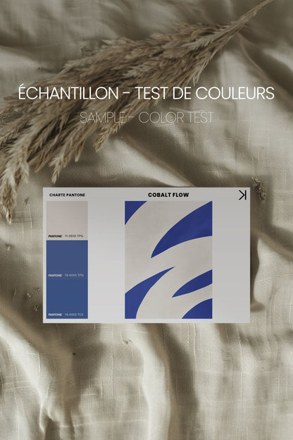 OLEKA CANVAS - COBALT FLOW, Oeuvre sur toile étirée, encadré Brun Noyer