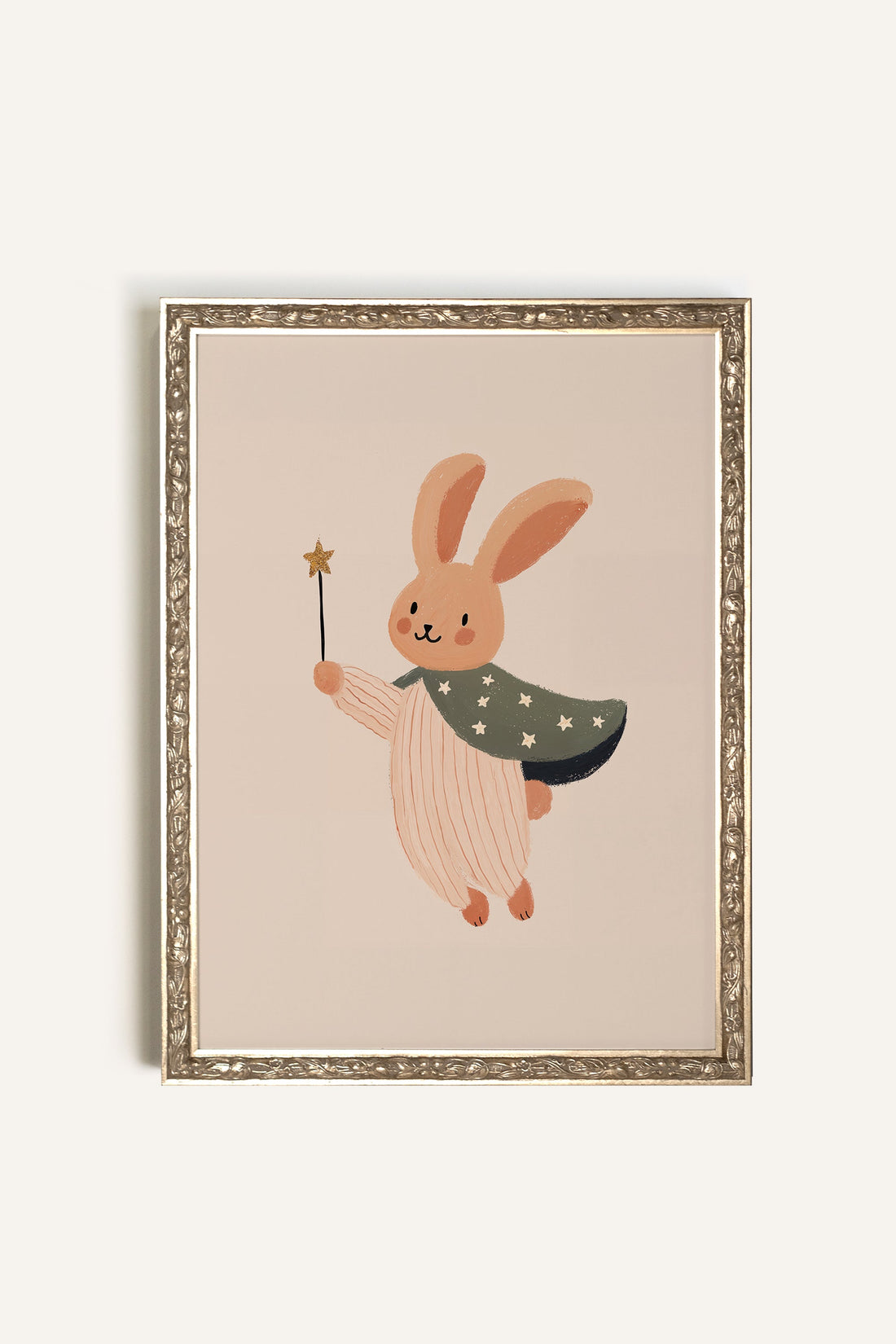 LAPIN MAGIQUE, Oeuvre sur toile rigide, encadré Vintage Argent