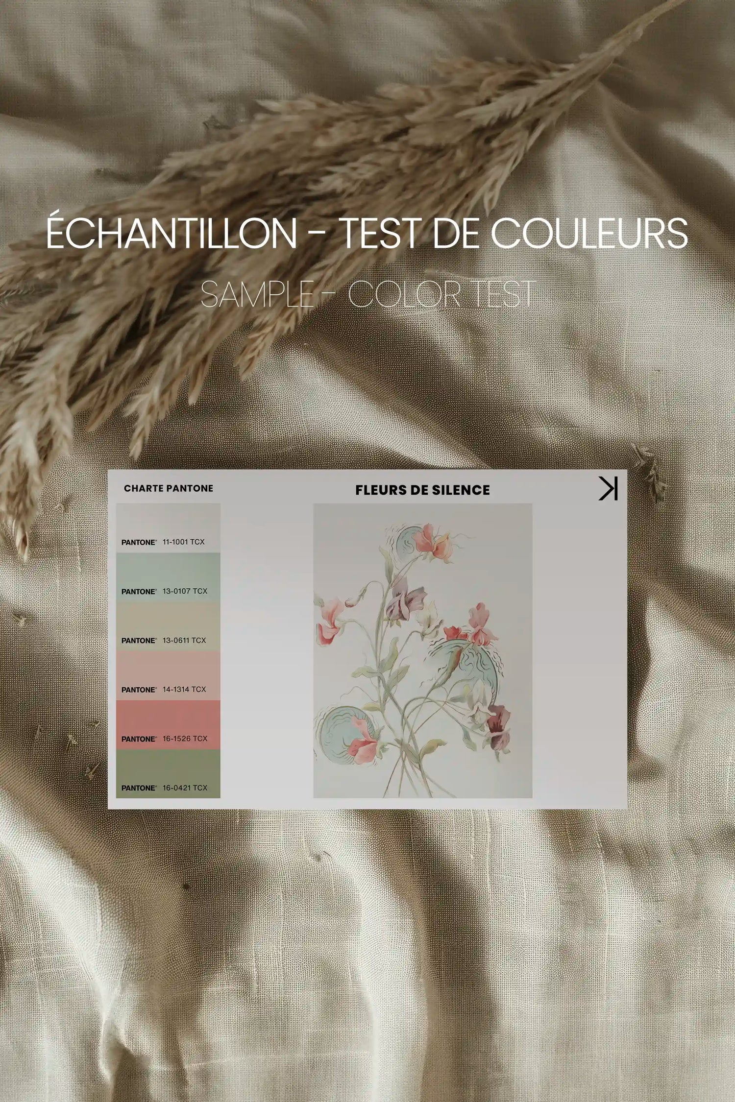 FLEURS DE SILENCE, Work on stretched canvas, framed Walnut Brown