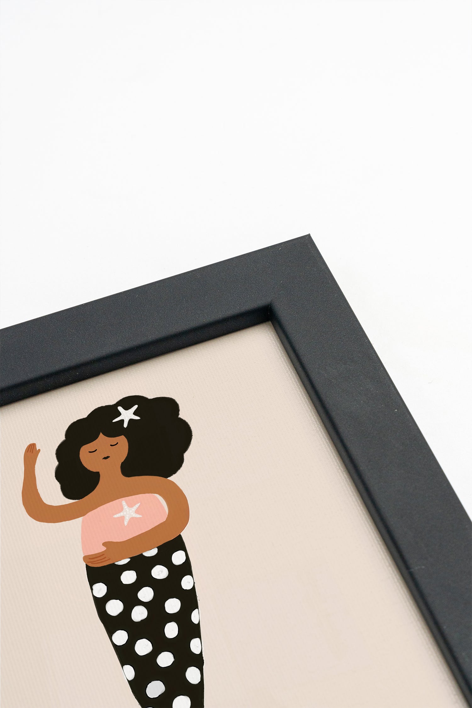 SIRÈNE ÉTOILÉE, Oeuvre sur toile rigide, encadré Noir