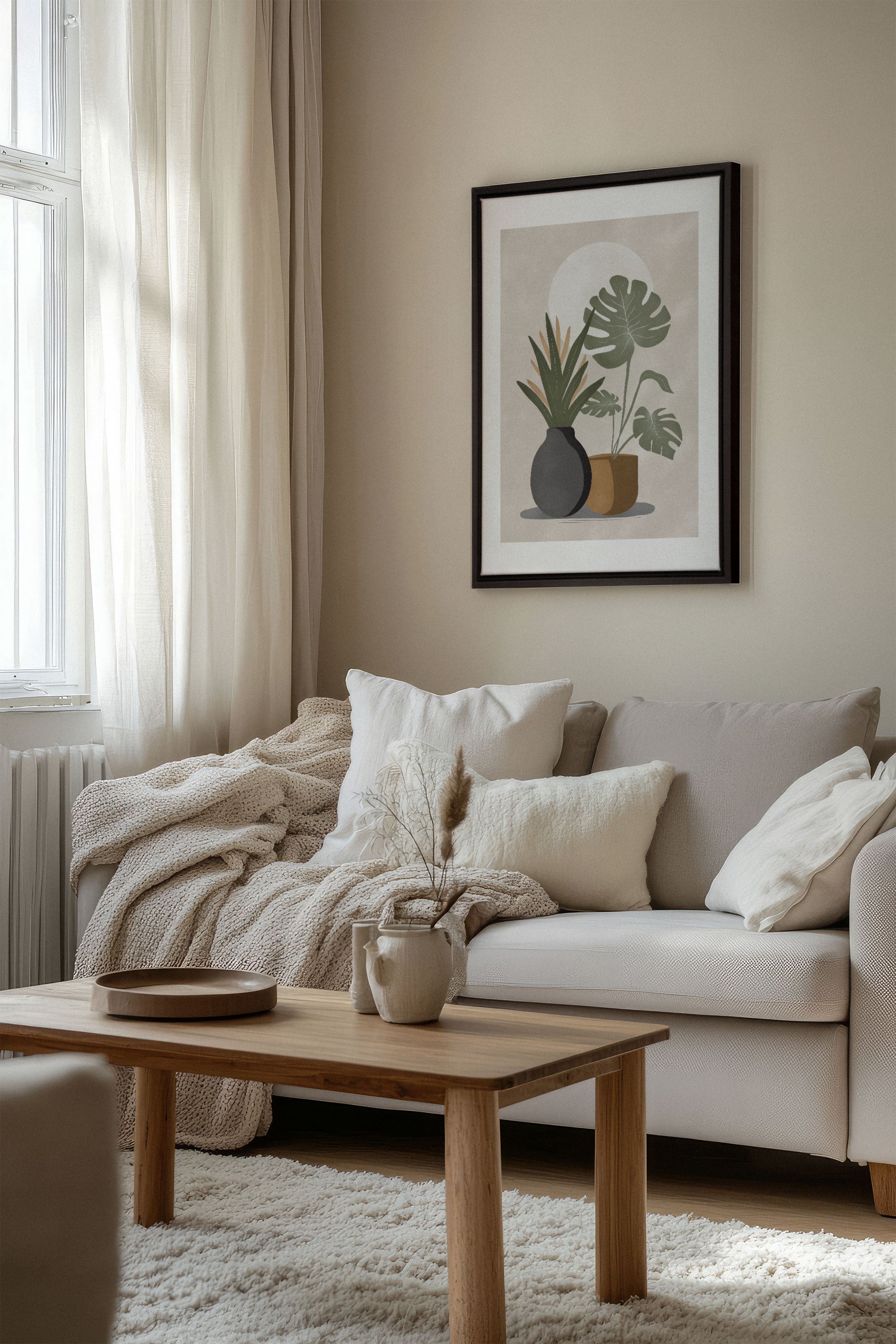 OLEKA CANVAS - DESERT GREENS, Oeuvre sur toile étirée, encadré Noir