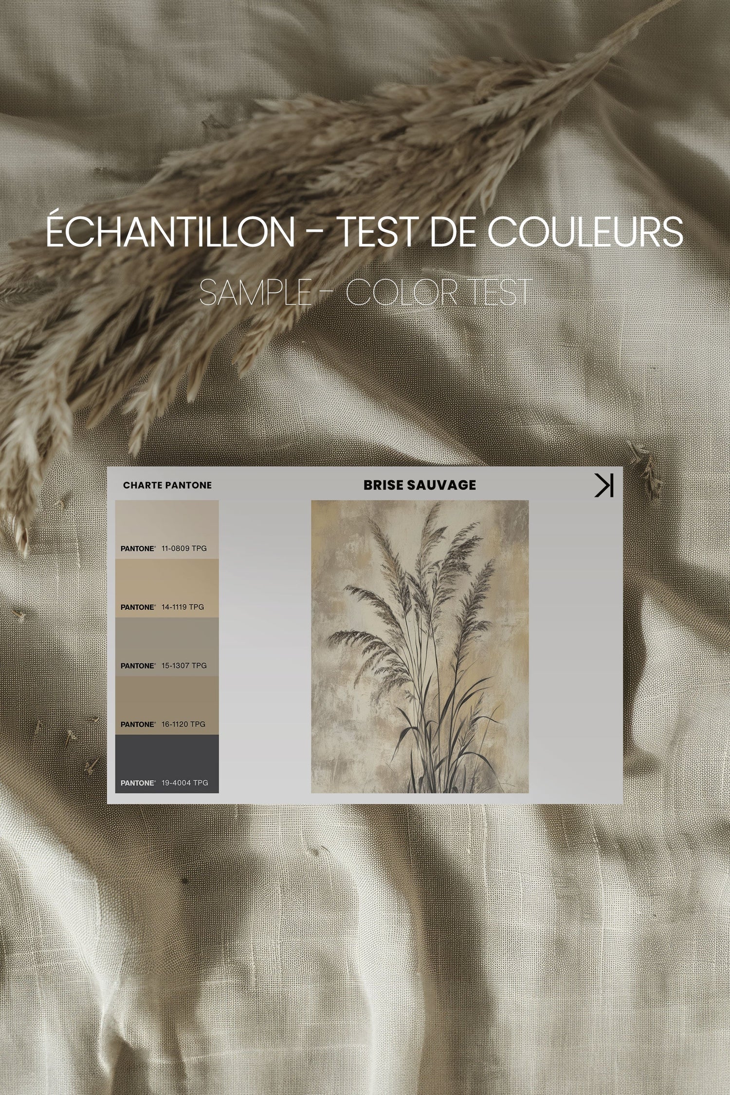 OLEKA CANVAS - BRISE SAUVAGE, Oeuvre sur toile étirée, encadré Brun Chêne