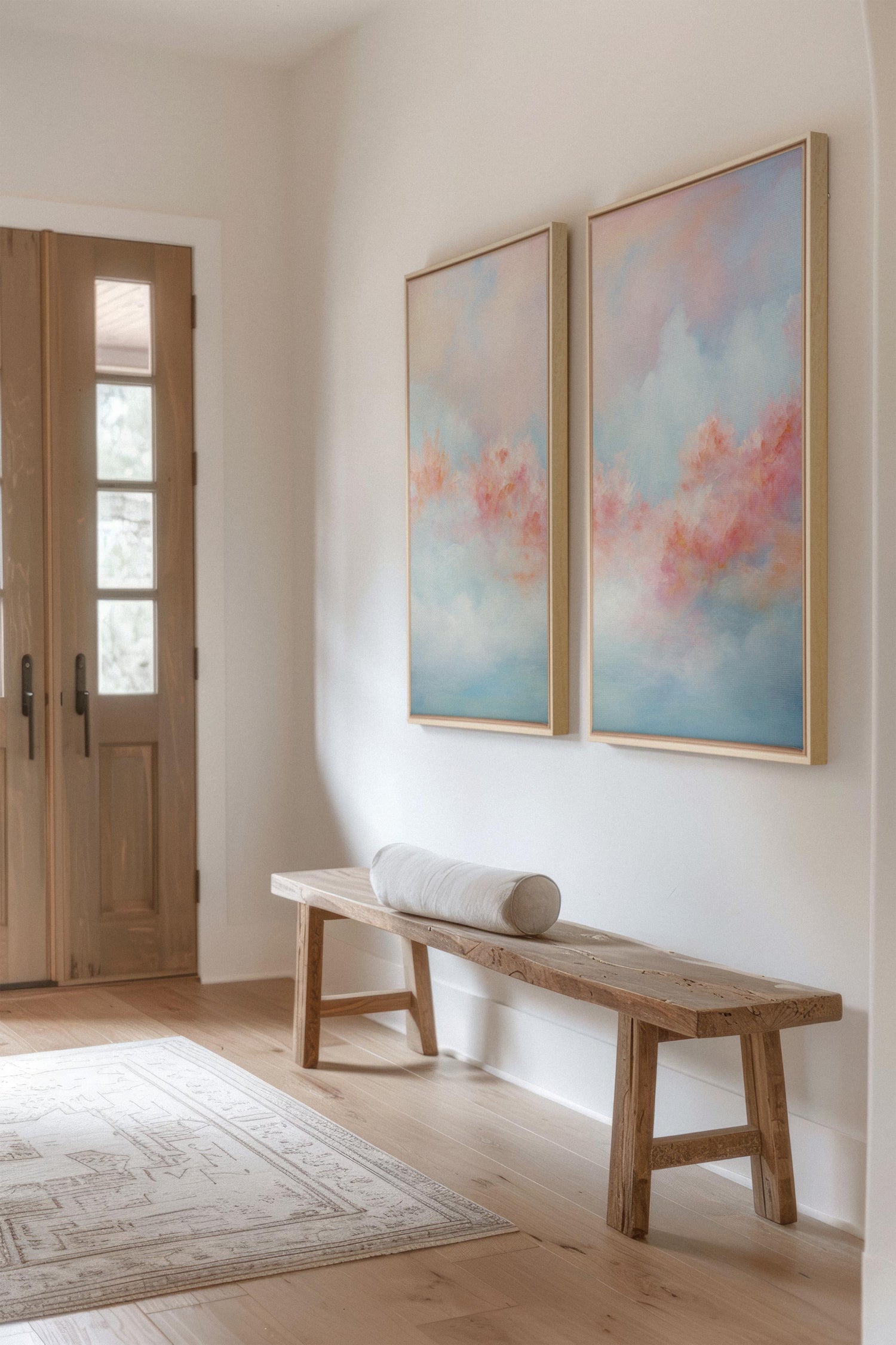 OLEKA CANVAS - MYSTIC SUNSET DUO, 2 Oeuvres sur toile étirée, encadré Naturel Clair