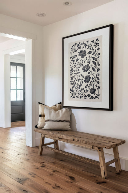 OLEKA CANVAS - FLORAL SHADOW, Oeuvre sur toile étirée, encadré Noir