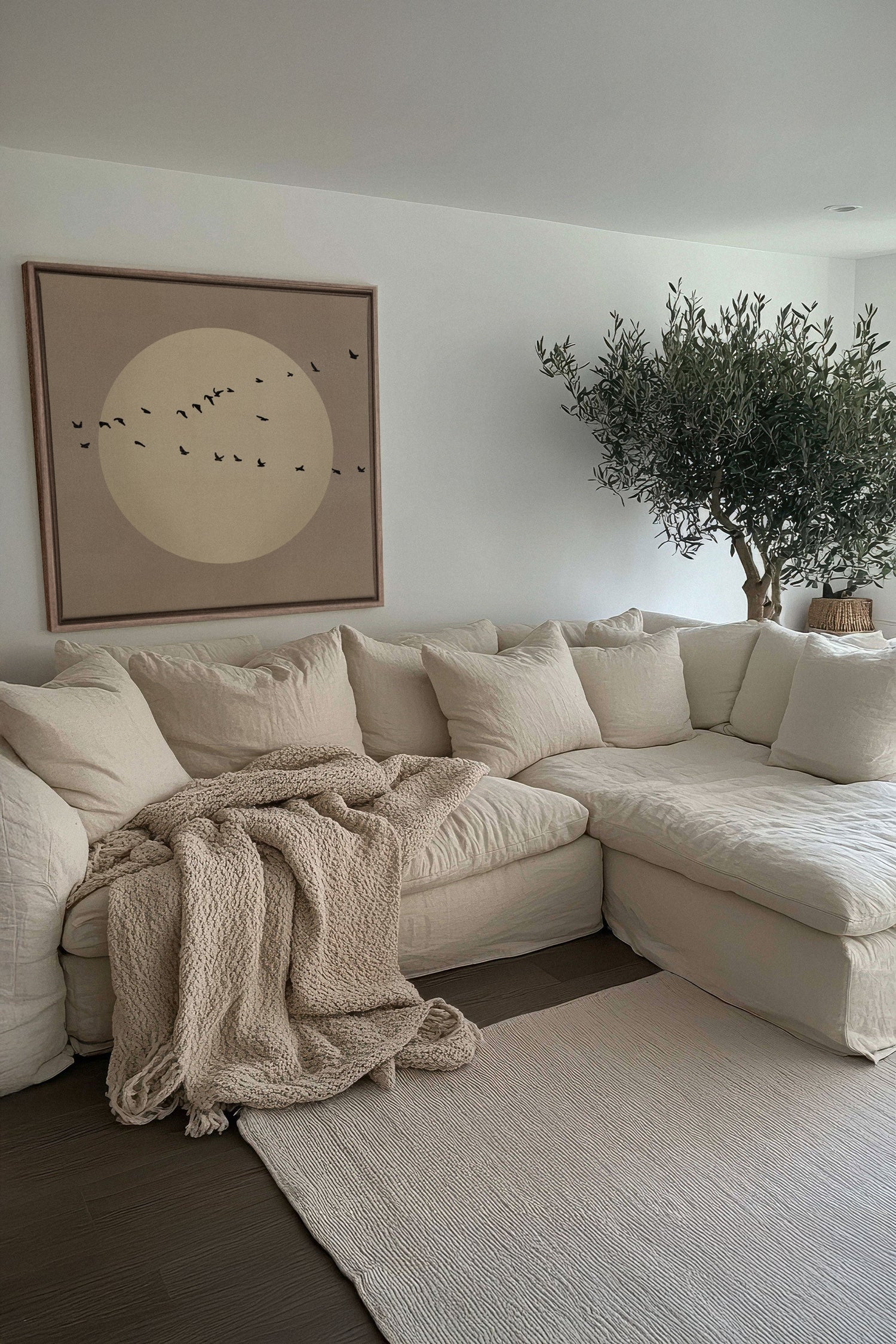 OLEKA CANVAS - FLIGHT OF LIGHT, Oeuvre sur toile étirée, encadré Brun Chêne