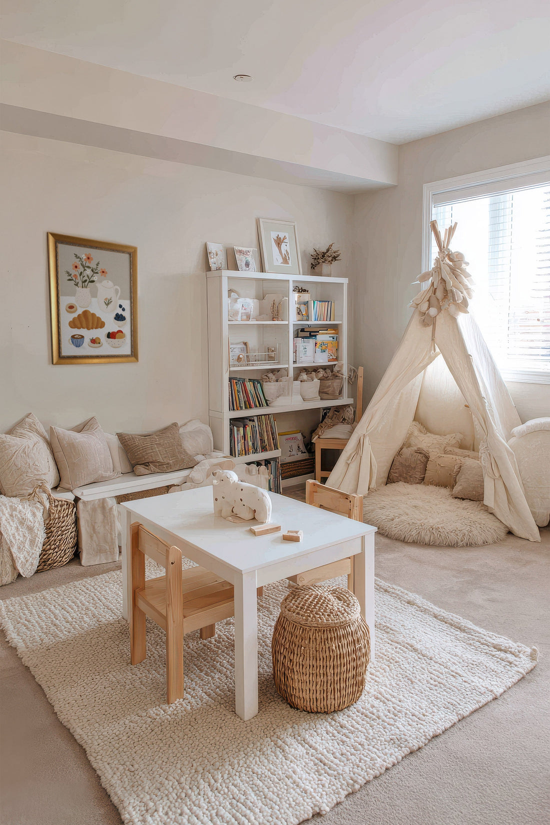 PETIT DÉJEUNER FLEURI, Oeuvre sur toile rigide, encadré Vintage Or