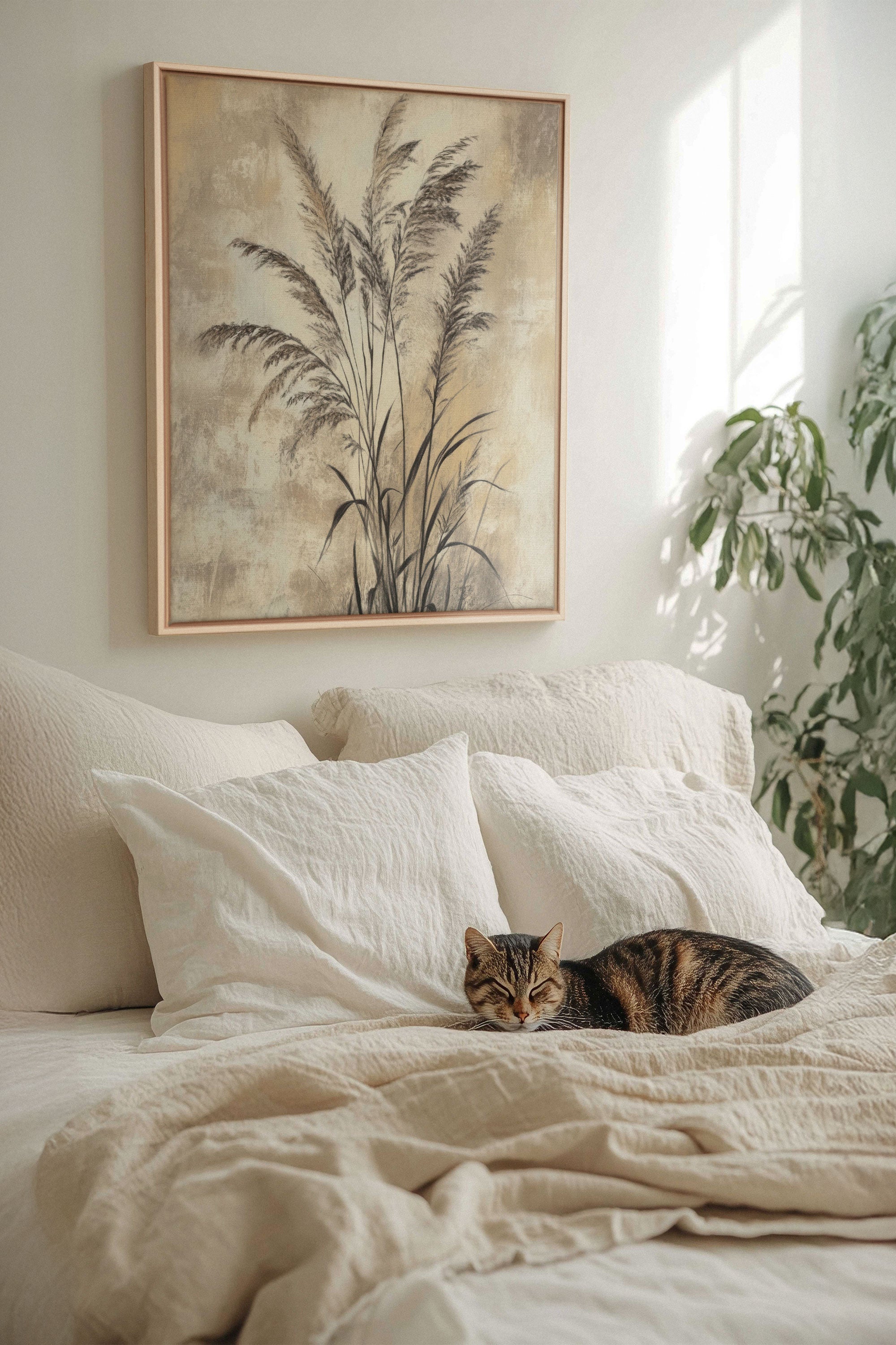 OLEKA CANVAS - BRISE SAUVAGE, Oeuvre sur toile étirée, encadré Naturel Clair