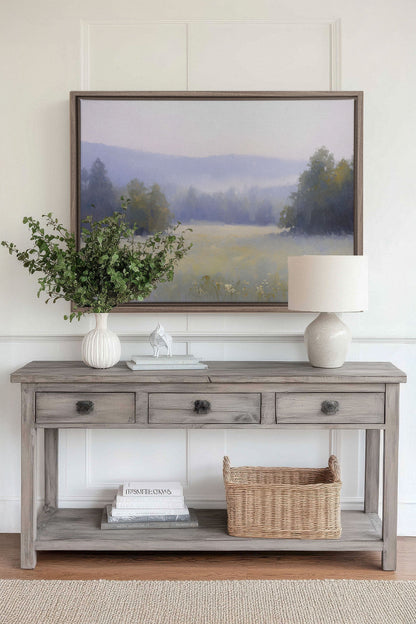 OLEKA CANVAS - ÉVEIL CHAMPÊTRE, Oeuvre sur toile étirée, encadré Brun Chêne