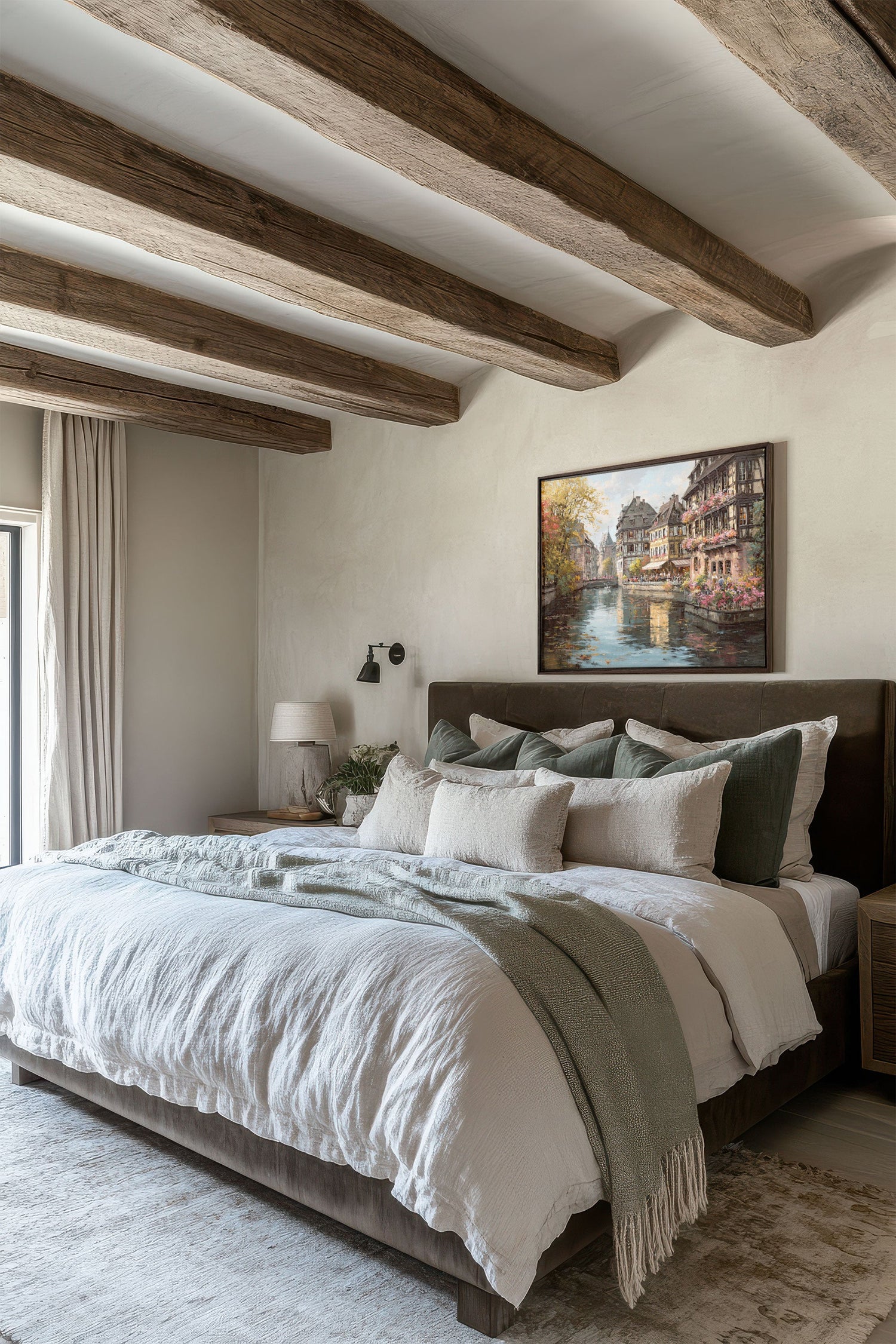 OLEKA CANVAS - CANAL OF PETALS, Oeuvre sur toile étirée, encadré Brun Noyer