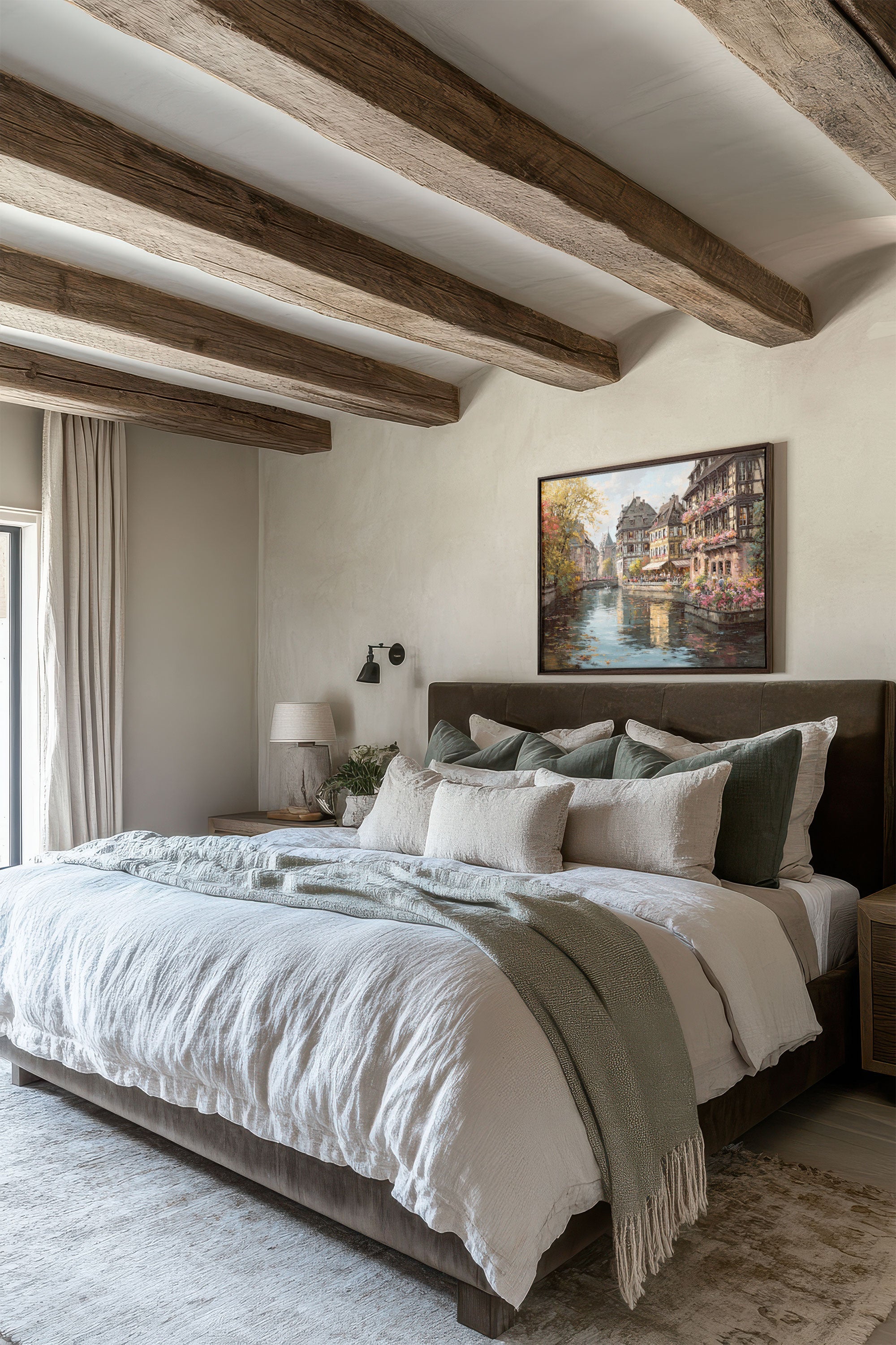 OLEKA CANVAS - CANAL OF PETALS, Oeuvre sur toile étirée, encadré Brun Noyer