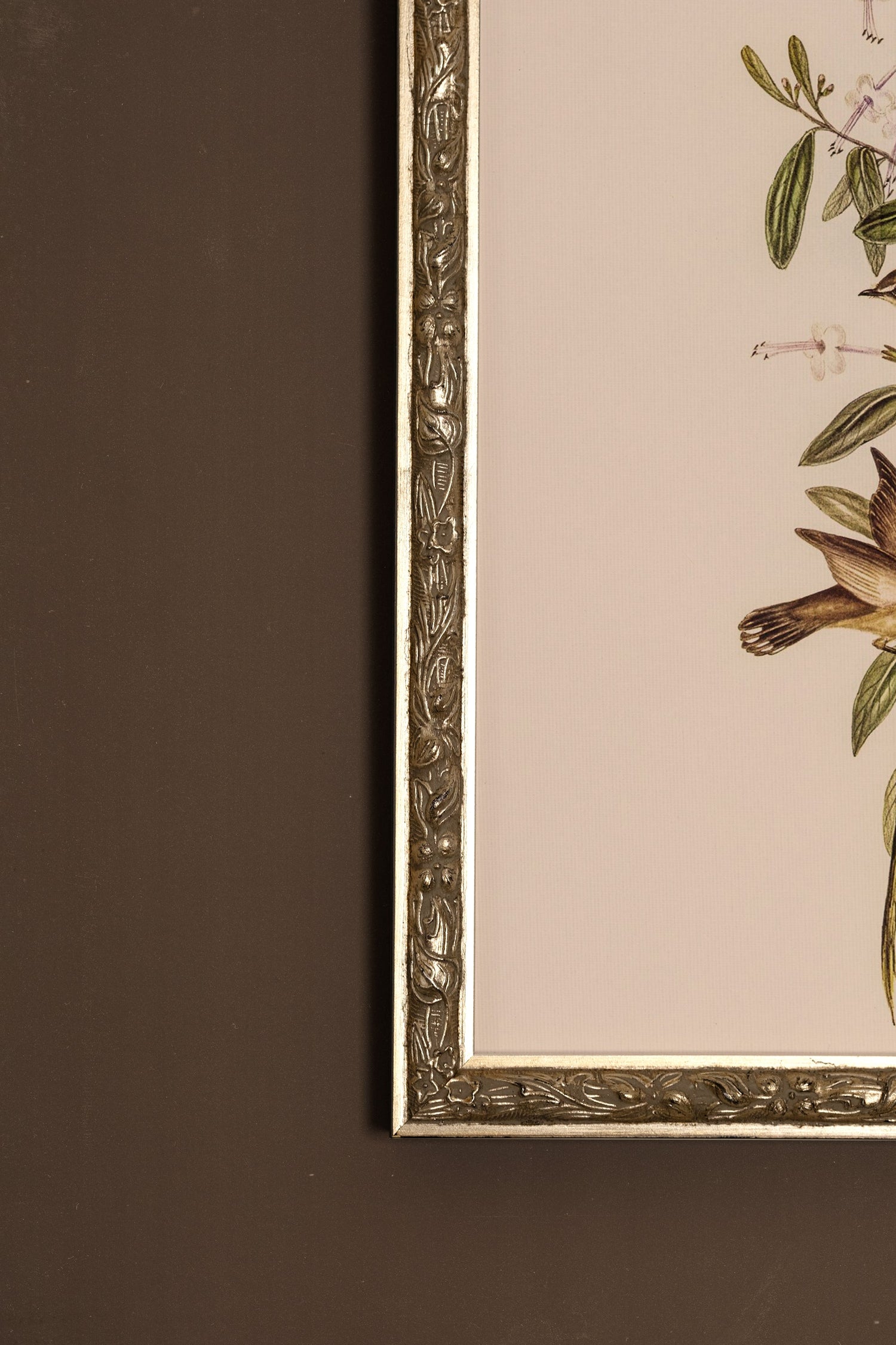 ÉVEIL PRINTANIER, Artwork on rigid canvas, framed Vintage Silver