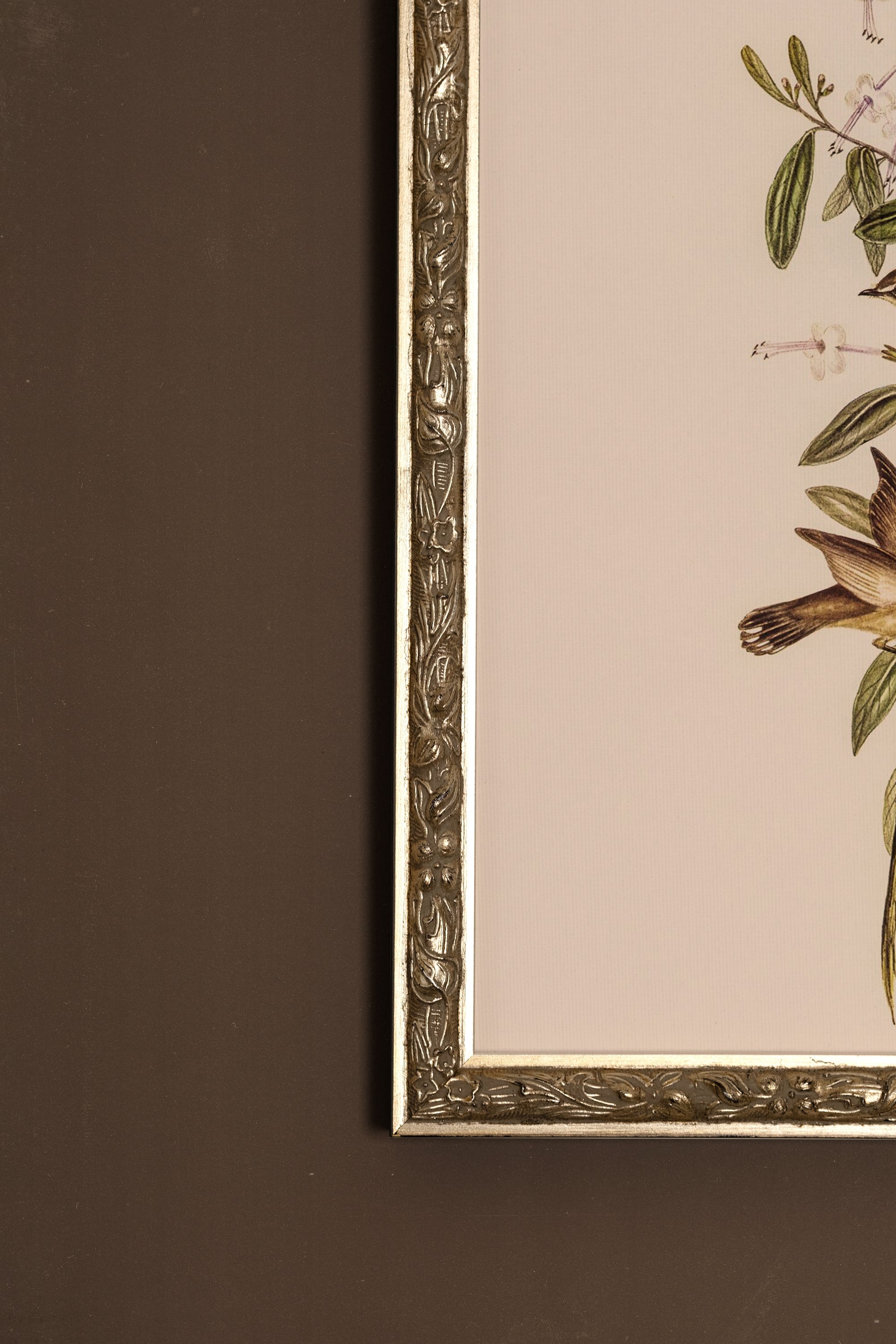 ÉVEIL PRINTANIER, Artwork on rigid canvas, framed Vintage Silver